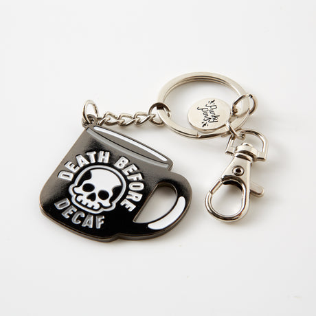 Death Before Decaf Enamel Keyring