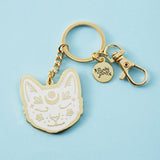 White Cat Face Enamel Keyring