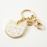 White Cat Face Enamel Keyring