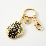 Gold And Black Mystic Cat Enamel Keyring