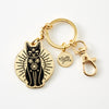 Gold And Black Mystic Cat Enamel Keyring