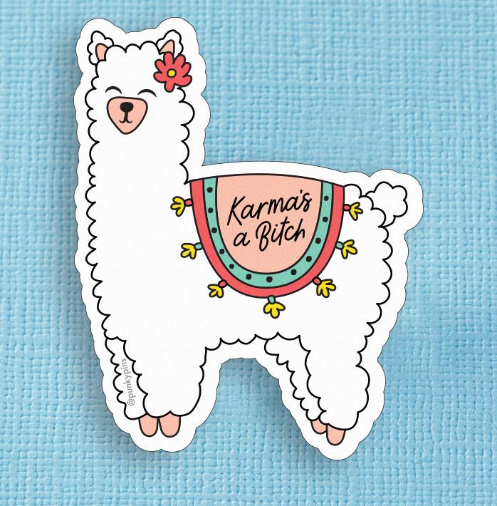 Karma's a Bitch Lllama Die Cut Vinyl Sticker