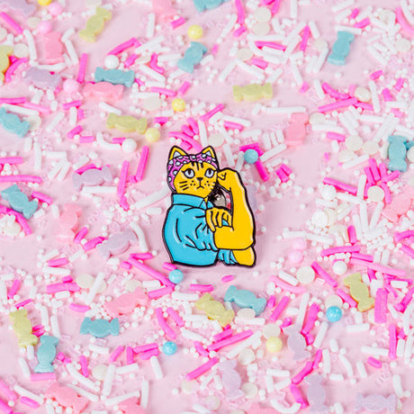 Feminist Rosie Cat Enamel Pin