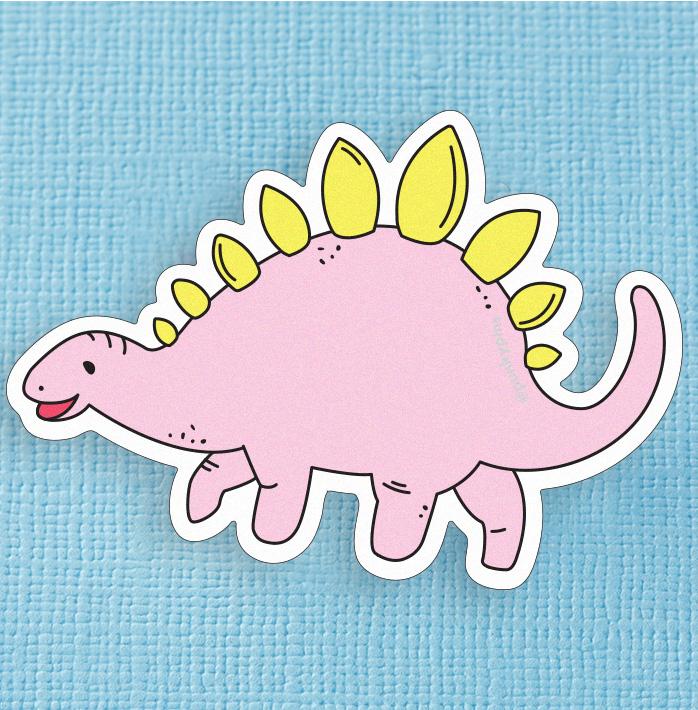 Pink Stegosaurus Dinosaur Large Vinyl Sticker