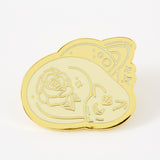 Sleeping Rose Cat Gold Plated Pin