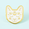 Crescent Moon Cat Gold Plated Pin
