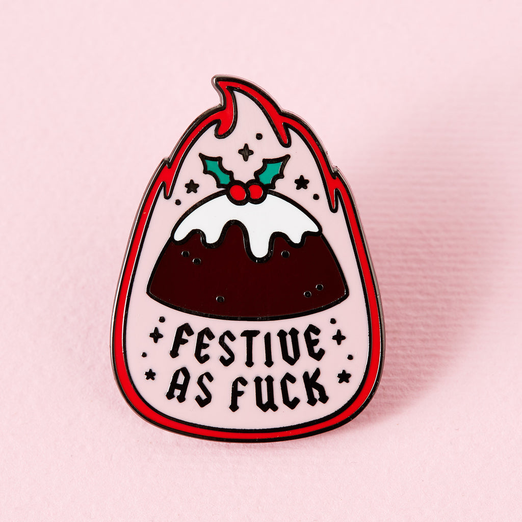 Festive As Fuck Christmas Pudding Enamel Pin