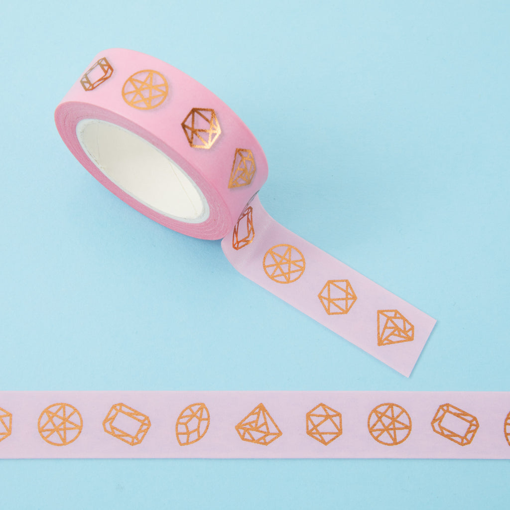 Pink & Copper Foil Crystals Washi Tape