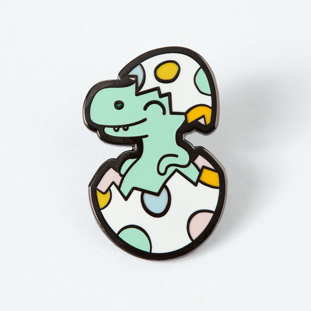 Happy Little Dinosaur in Egg Enamel Pin