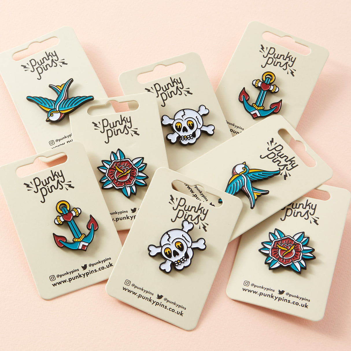 Red Flower Tattoo Inspired Enamel Pin