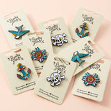 Red Flower Tattoo Inspired Enamel Pin