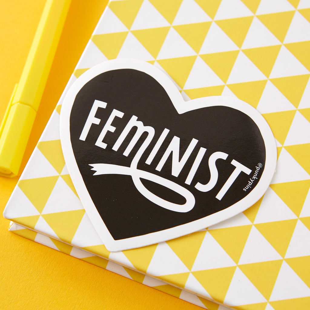 Feminist Heart Black Large Vinyl Sticker