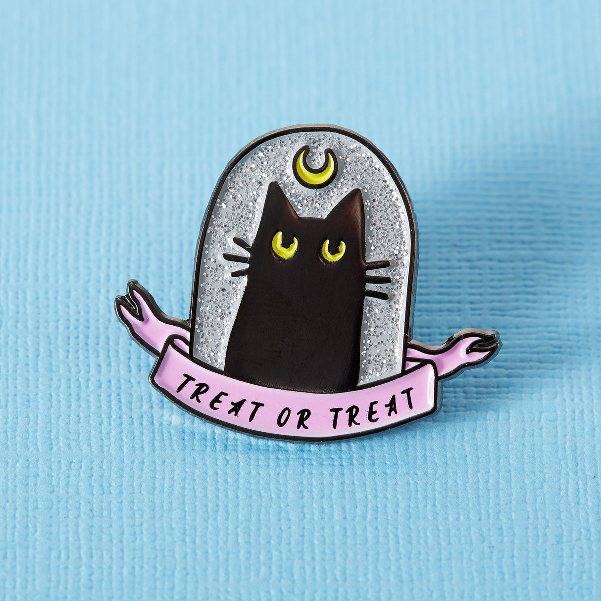 Treat or Treat Black Cat Enamel Pin
