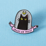 Treat or Treat Black Cat Enamel Pin