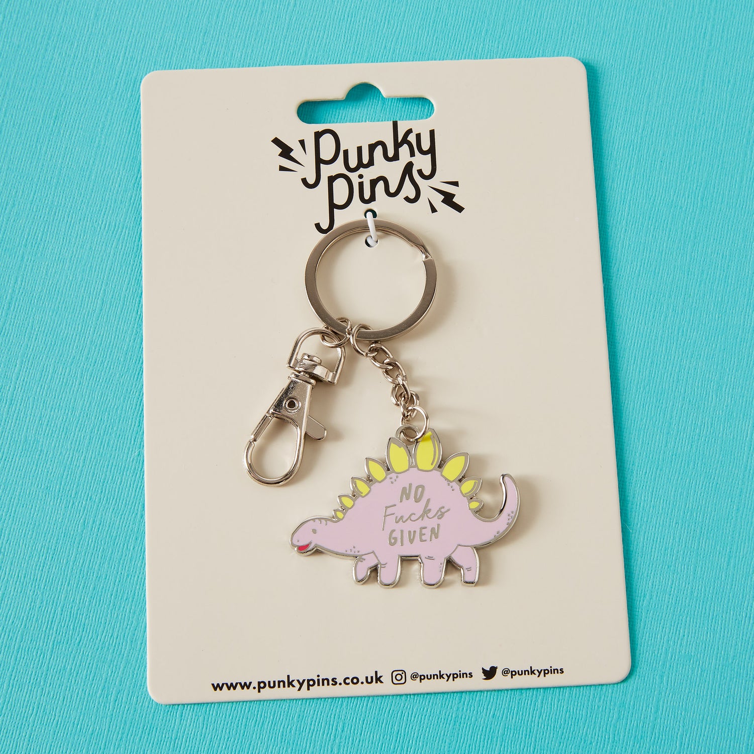 No Fucks Dino Enamel Keyring
