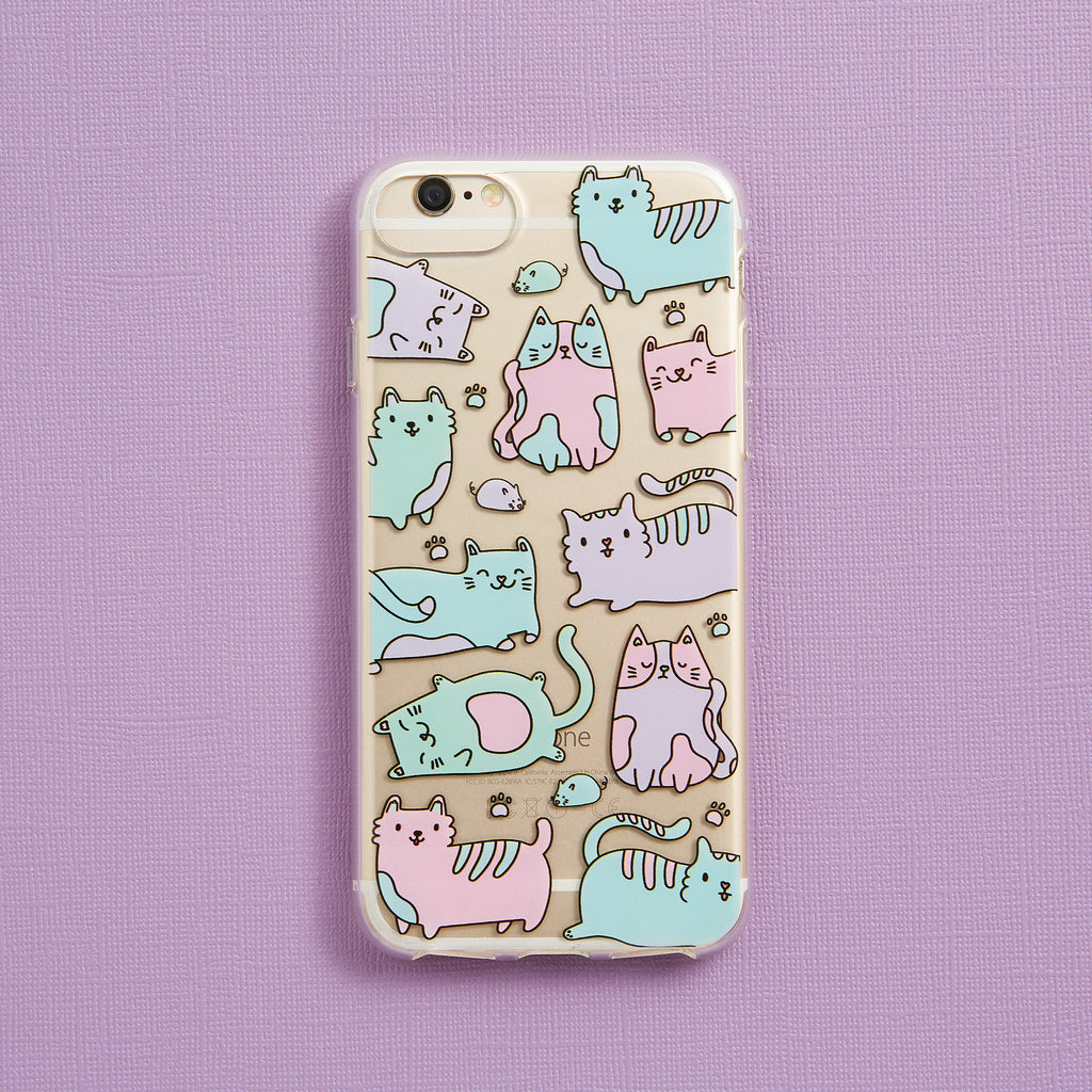 Doodle Pastel Cats Phone Case