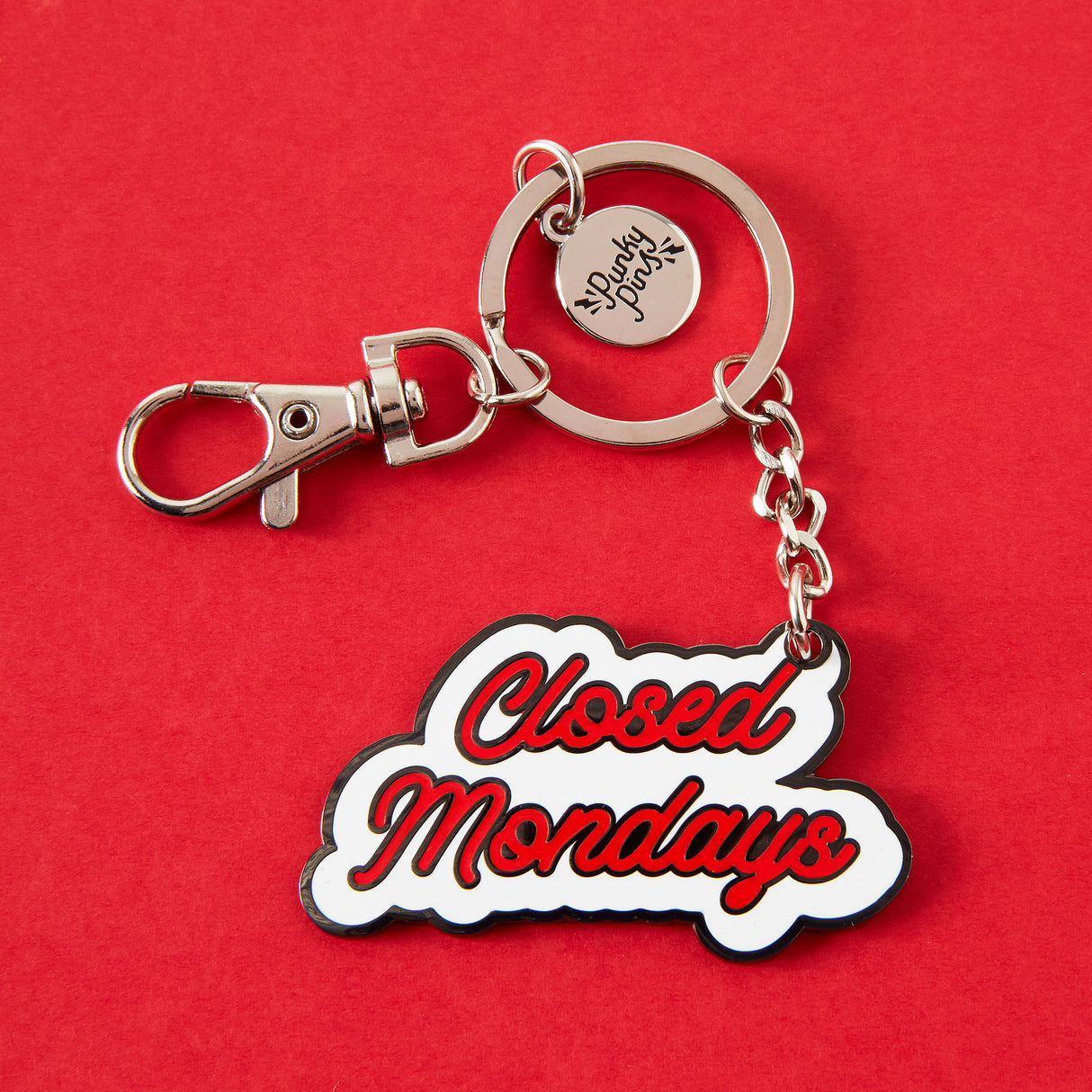 Closed Mondays Enamel Keyring