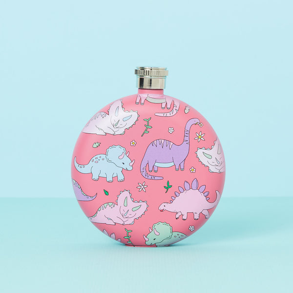 Pastel Pink Dinosaur Hip Flask