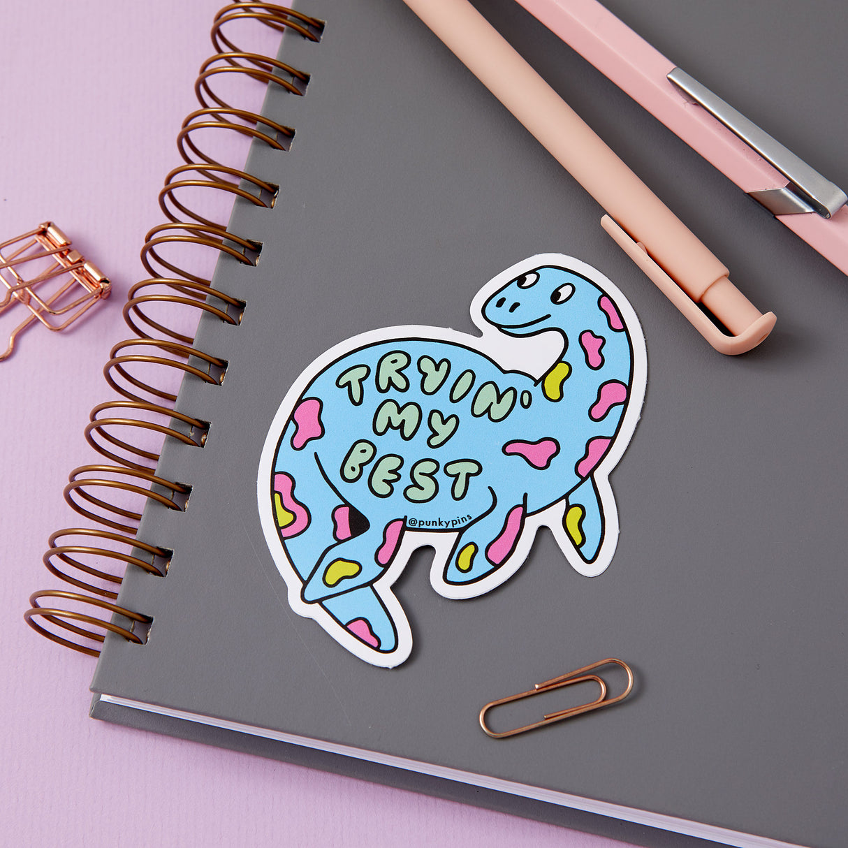 Trying My Best Dinosaur Vinyl Sticker