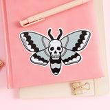 Grey Skull Moth Vinyl Sticker