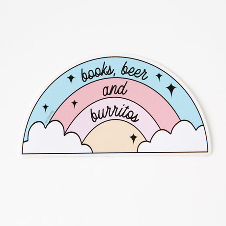 Books, Beer and Burritos Vinyl Laptop Sticker