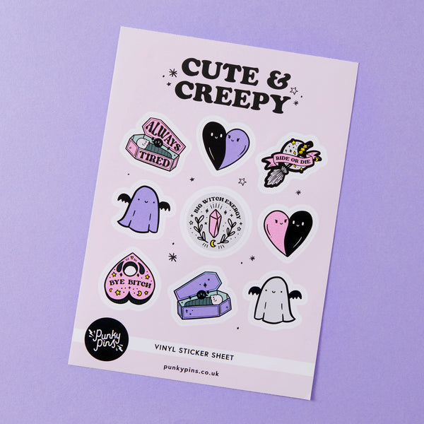 Cute & Creepy Vinyl Sticker Sheet A5