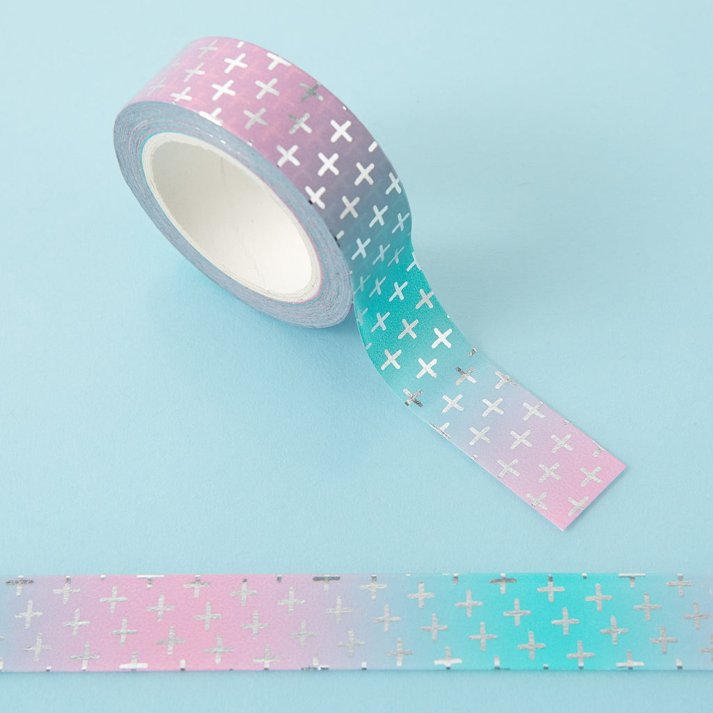 Silver Cross Pink and Blue Gradual Washi Tape