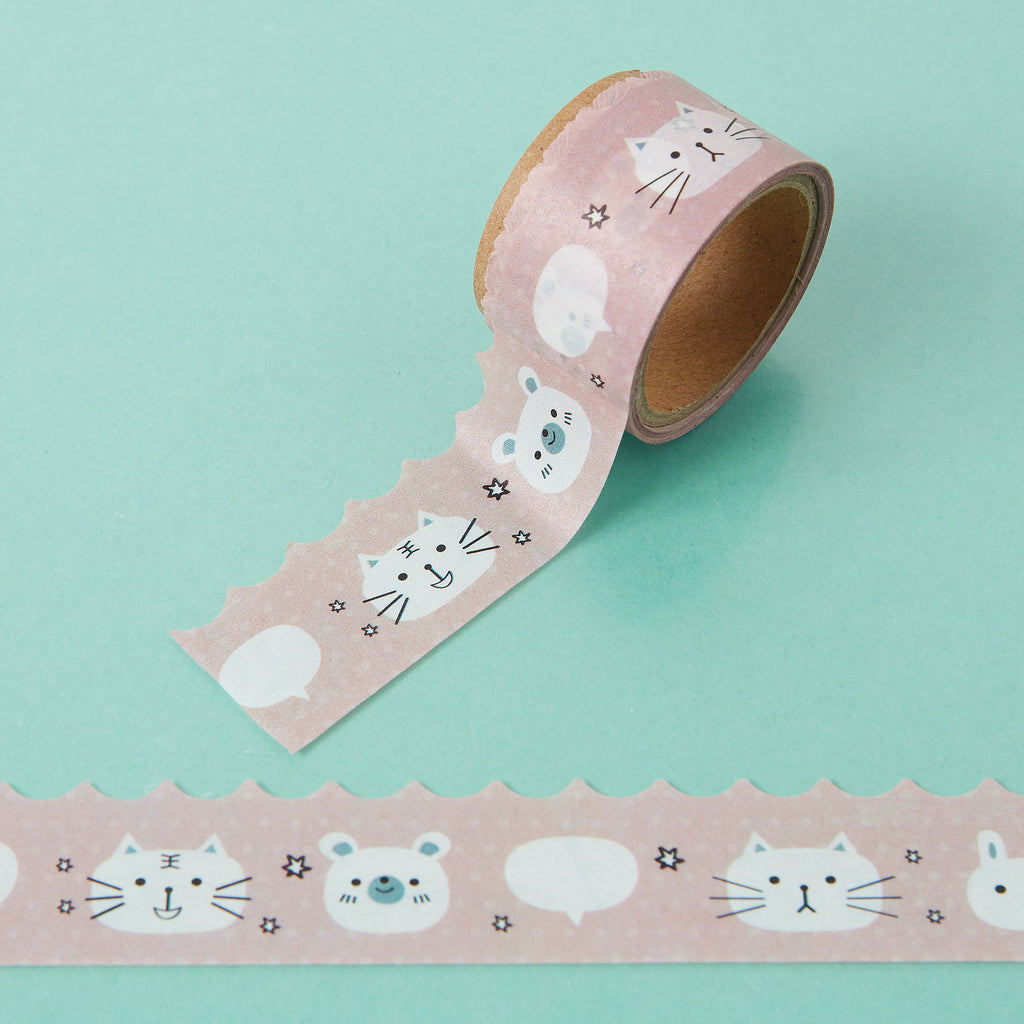 Cute Animals Die Cut Pink Washi Tape