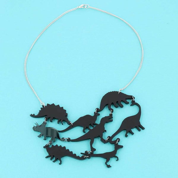 Black Acrylic Dinosaur Necklace