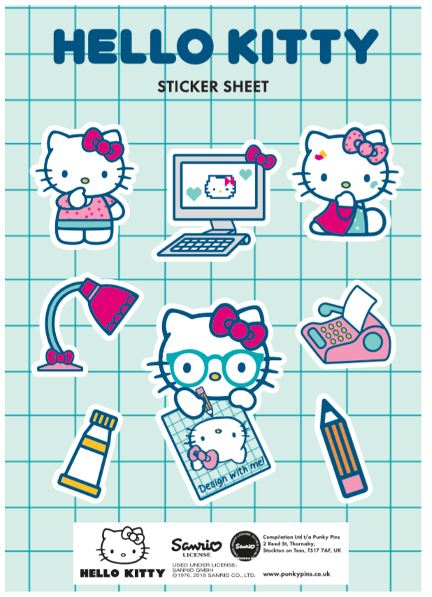 Hello Kitty Computer Design Sticker Sheet