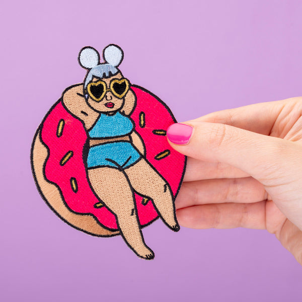 Donut Babe Embroidered Iron On Patch