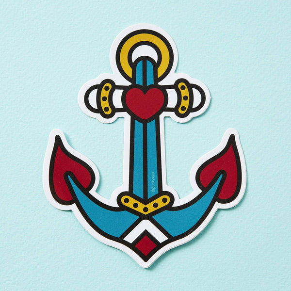 Punky Pins Anchor Tattoo Inspired Vinyl Laptop Sticker