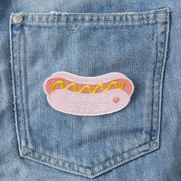 Punky Pins Carbs and Cuddles Hot Dog Embroidered Iron On Patch