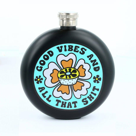 Punky Pins Good Vibes  & All That Shit Hip Flask