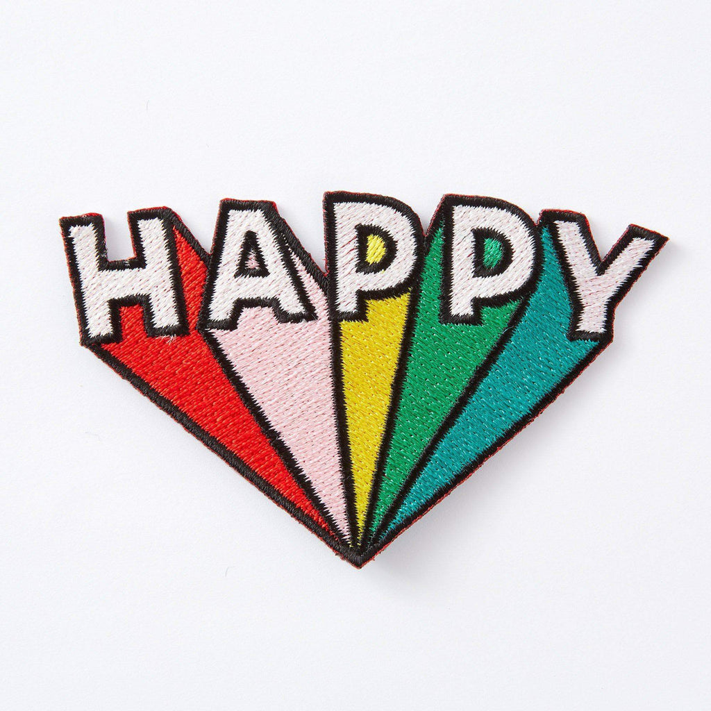 Punky Pins Happy Embroidered Iron On Patch