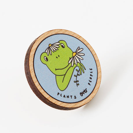 Punky Pins Plants Over People Wooden Eco Pin