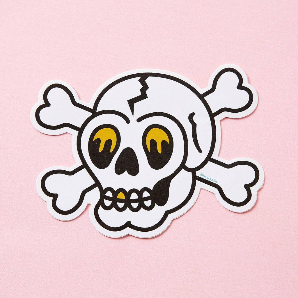 Punky Pins Skull and Crossbones Tattoo Vinyl Laptop Sticker