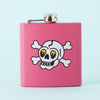 Punky Pins Skull & Crossbones Tattoo Short Pink Hip Flask