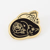Sleeping Rose Cat Gold Plated Pin