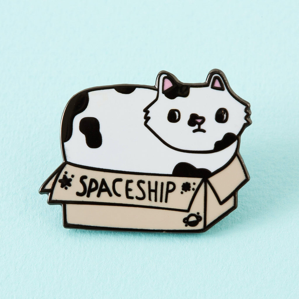 punkypins Spaceship Cat in a Box Enamel Pin