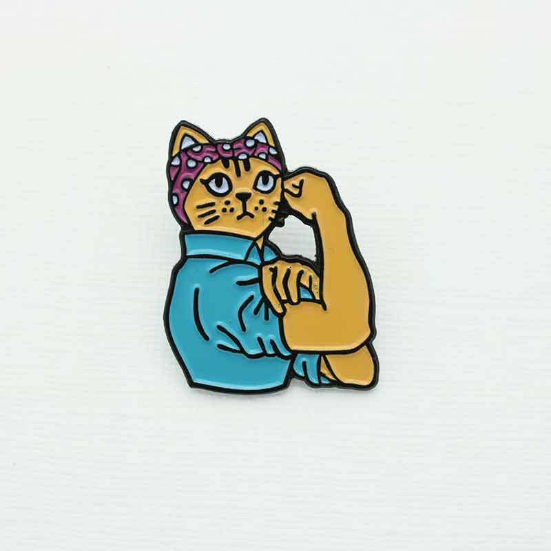 Feminist Rosie Cat Enamel Pin