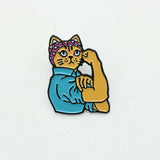 Feminist Rosie Cat Enamel Pin